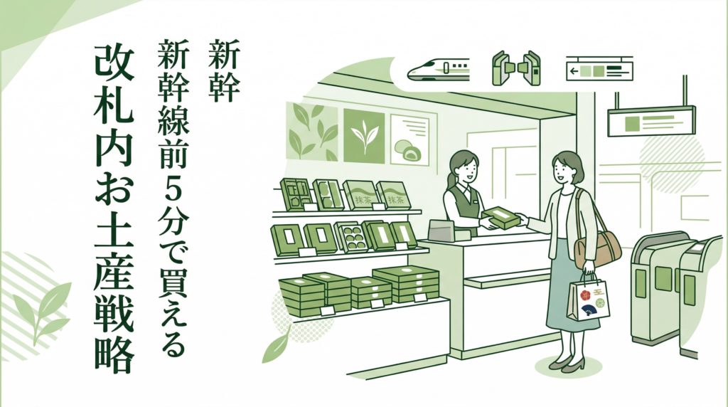 京都駅の改札内で抹茶スイーツ土産を短時間で選ぶための図解